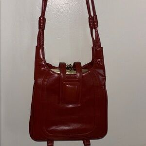 Vintage red leather shoulder bag